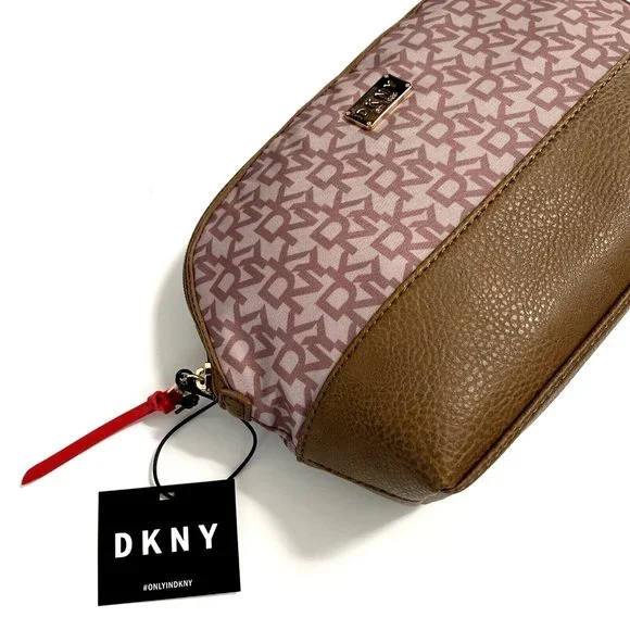 Dkny Bags Nwt Dkny Logo Cosmetics Toiletries Makeup Dome Bag Brown Beige Travel Poshmark